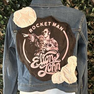UPCYCLED one of a kind, ELTON JOHN Music Denim Jacket
